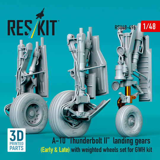 A-10 Thunderbolt II landing gears (Early & Late) with weighted wheels set for GWH kit (Metal+3D Printed)