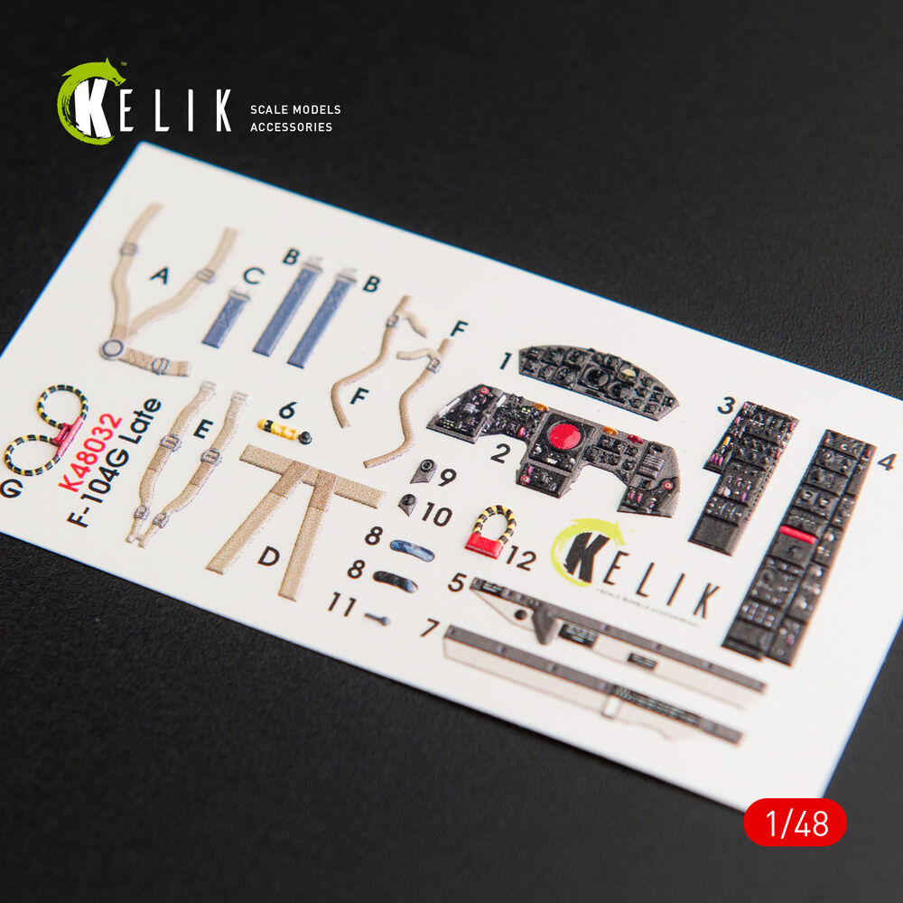 F-104G Starfighter late type interior 3D decals for Hasegawa kit