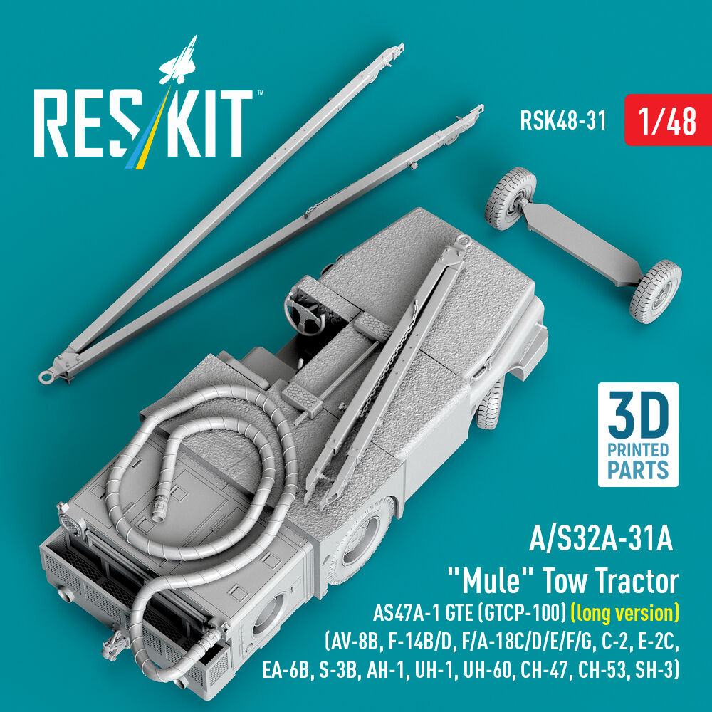 A/S32A-31A Mule Tow Tractor AS47A-1 GTE (GTCP-100) (long version) (AV-8B, F-14B/D, F/A-18C/D/E/F/G, C-2, E-2?, EA-6B, S-3B, AH-1, UH-1, UH-60, CH-47, CH-53, SH-3) (3D Printed model kit)
