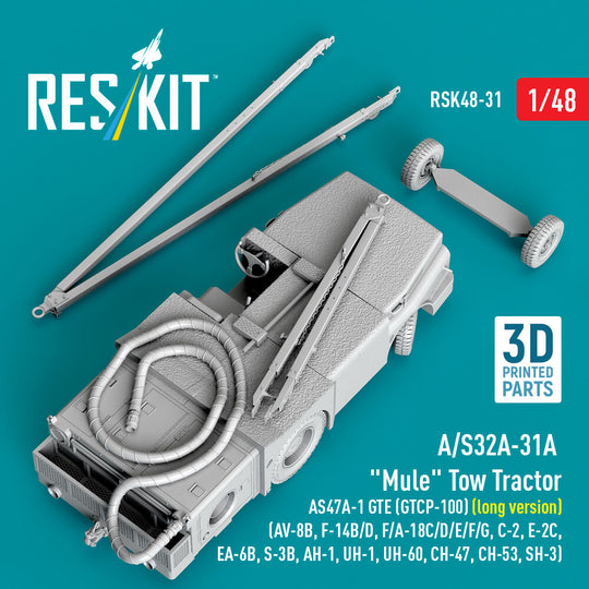 A/S32A-31A Mule Tow Tractor AS47A-1 GTE (GTCP-100) (long version) (AV-8B, F-14B/D, F/A-18C/D/E/F/G, C-2, E-2?, EA-6B, S-3B, AH-1, UH-1, UH-60, CH-47, CH-53, SH-3) (3D Printed model kit)