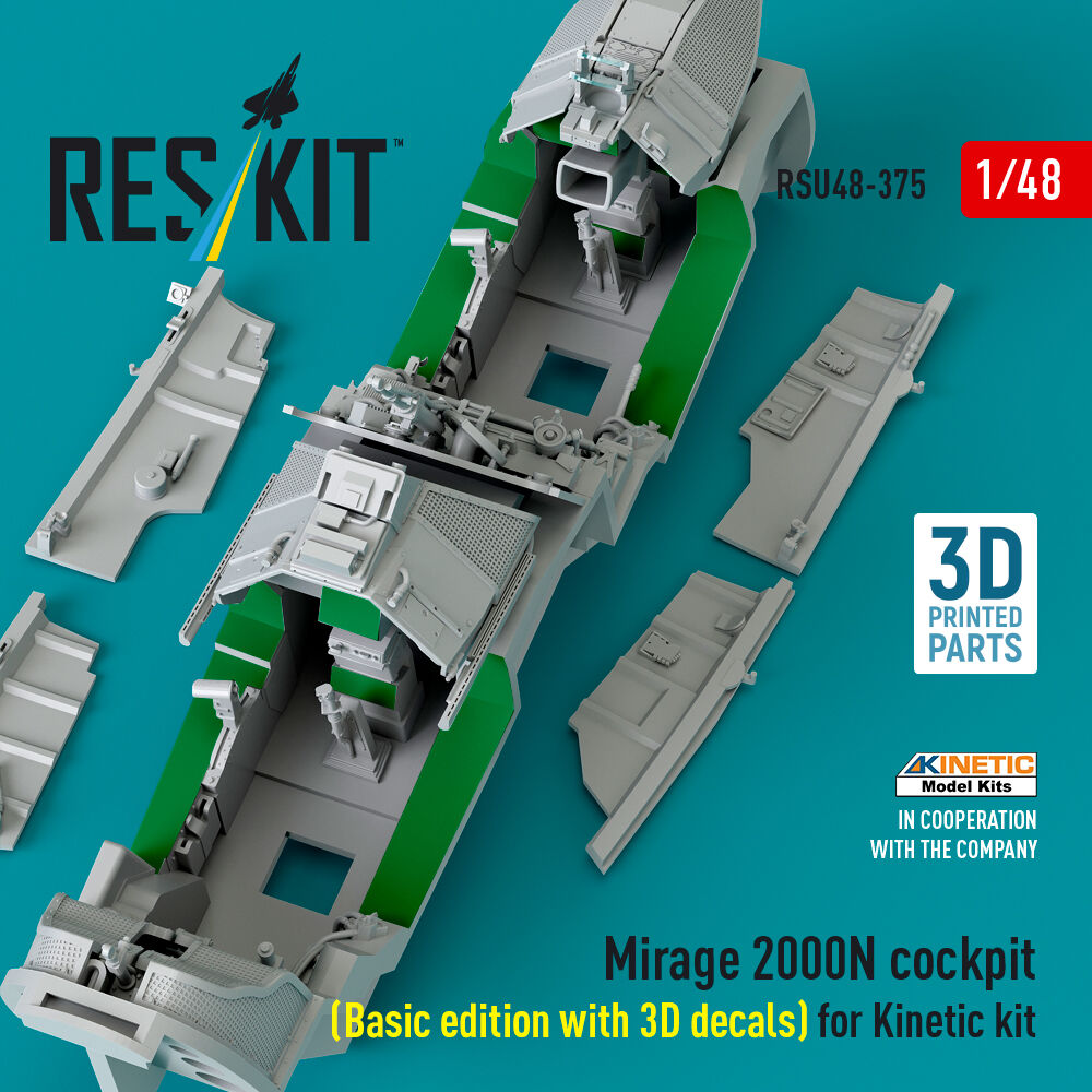 Mirage 2000N cockpit (Basic edition with 3D decals) for Kinetic kit (3D Printed)