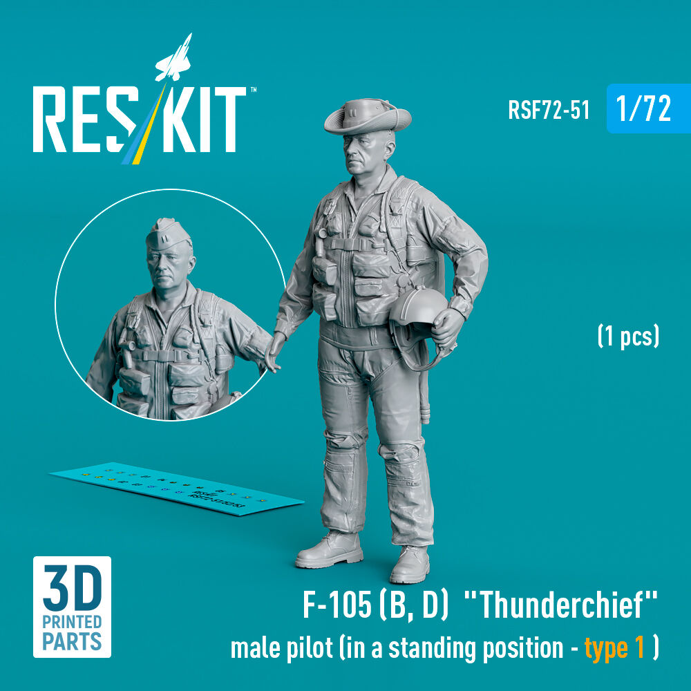F-105 (D,F,G) Thunderchief male pilot (in a standing position - type 1) (1 pcs) (3D Printed)