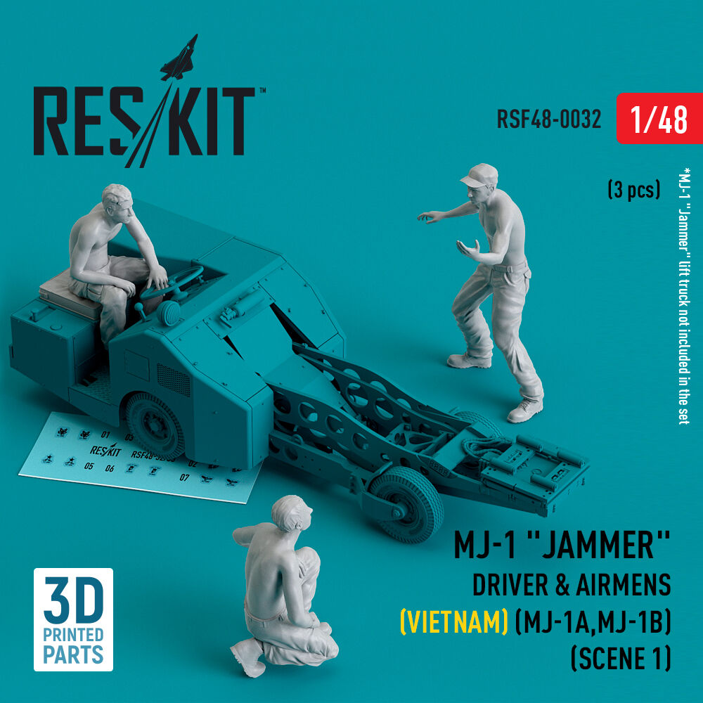 MJ-1 Jammer Driver & airmens (Vietnam) (MJ-1A,MJ-1B) (scene 1) (3 pcs) (3D Printed)