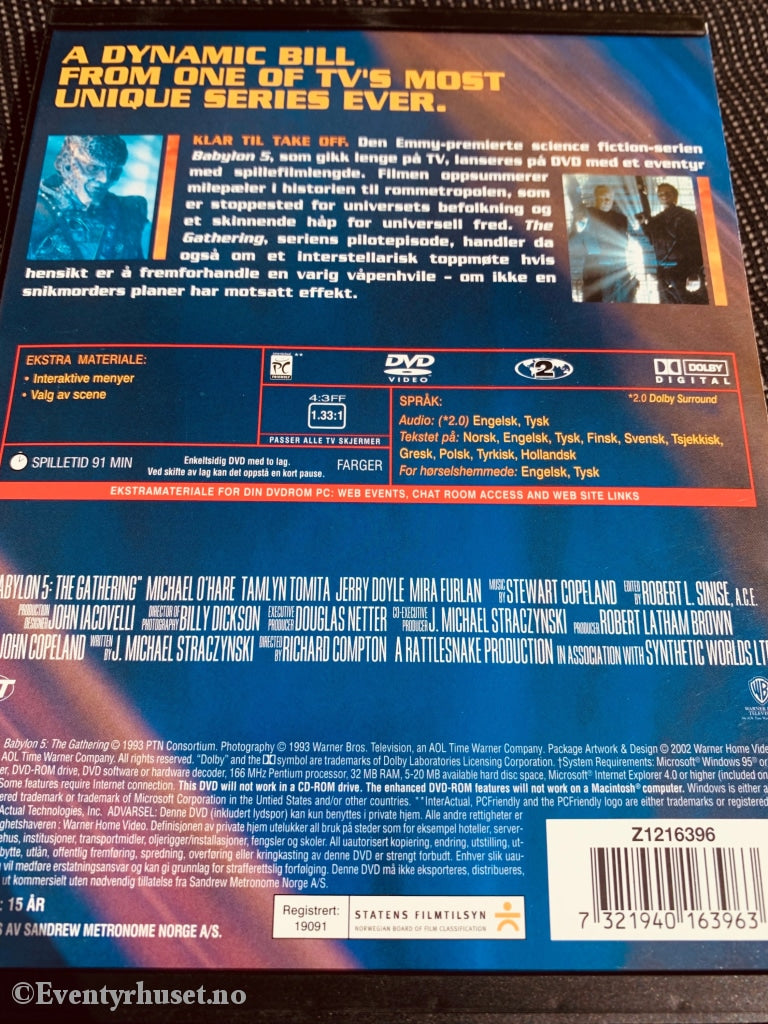 Babylon 5 - The Gathering. 1993. Dvd Snapcase.