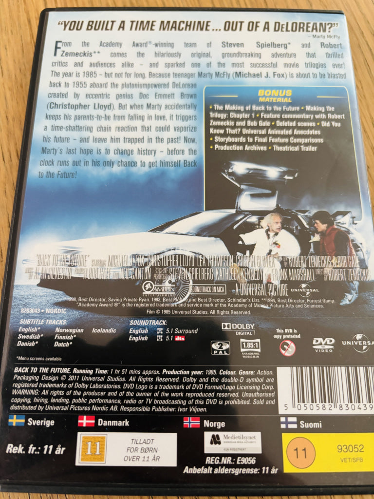 Back to the Future. DVD.