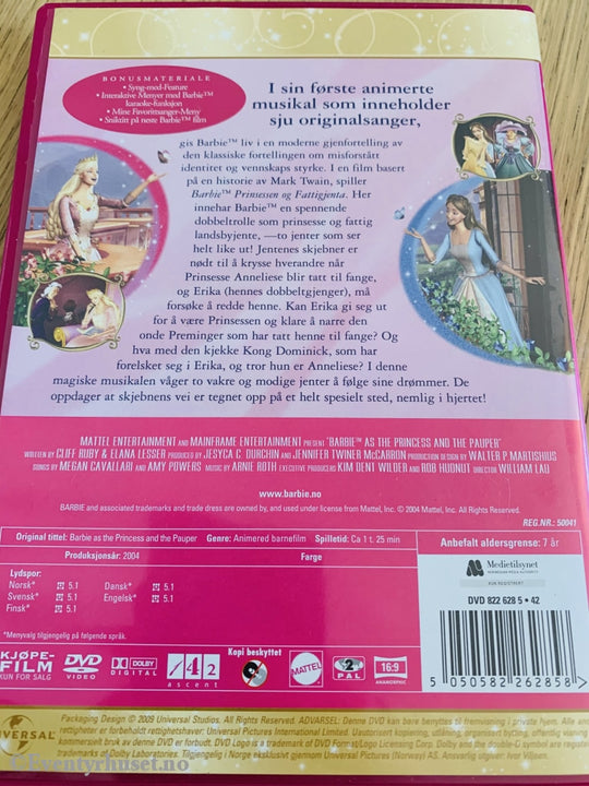 Barbie. 2004. Prinsessen Og Fattigjenta. Dvd. Dvd