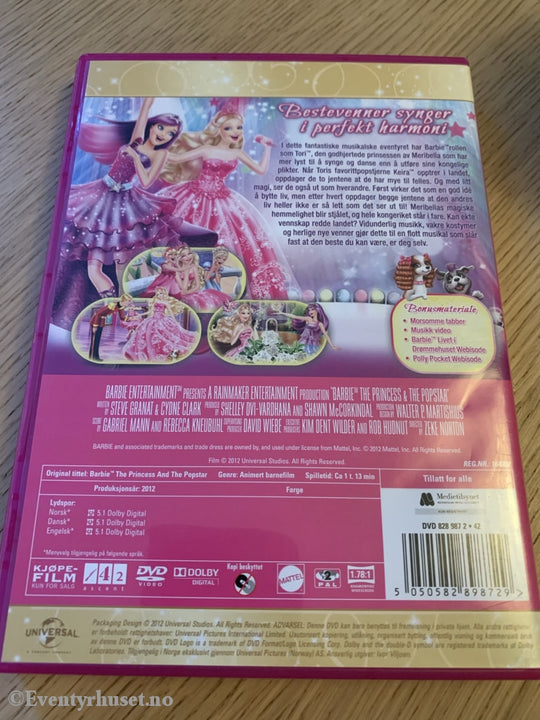 Barbie Klassiker 20. 2012. Prinsessen Og Popstjernen. Dvd. Dvd
