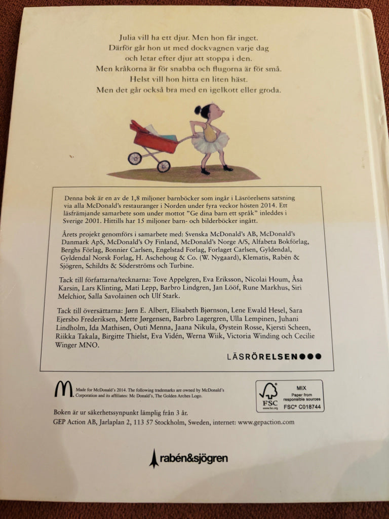 Barbro Lindgren & Eva Eriksson – Julia vill ha ett djur. Bok.