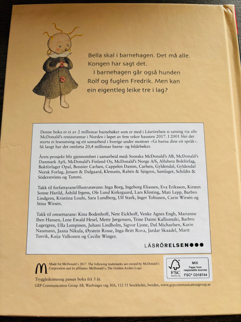 Barbro Lindgren og Eva Eriksson – Bella i barnehagen. Bok.