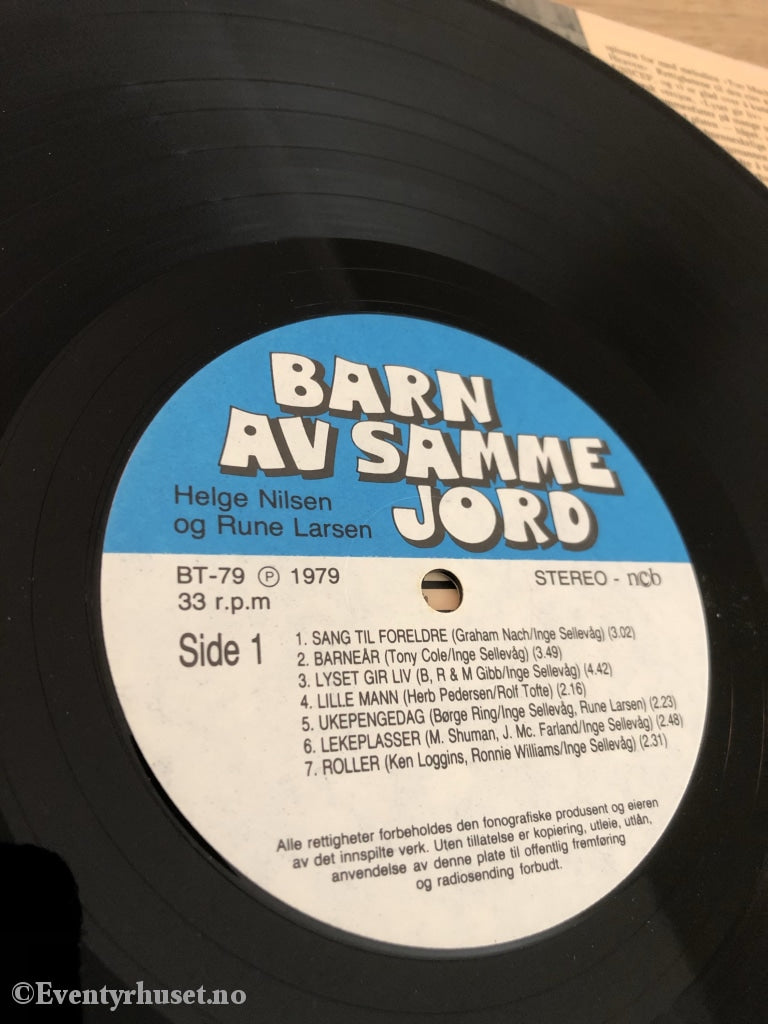Barn Av Samme Jord. Helge Nilsen & Rune Larsen. 1979. Lp. Lp Plate