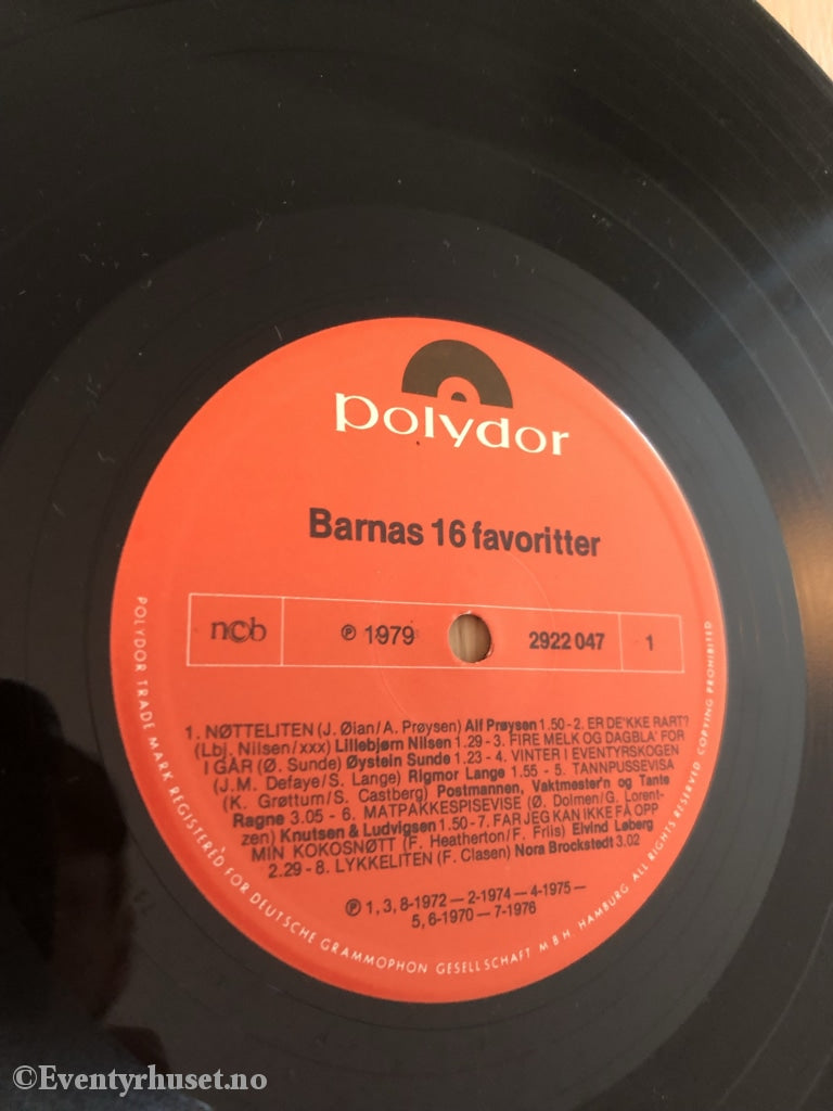 Barnas 16 Favoritter (Røde Kors Platen). 1979. Lp. Lp Plate