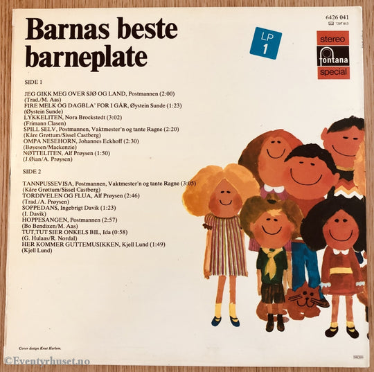 Barnas Beste Barneplate! 1972. Lp. Lp Plate