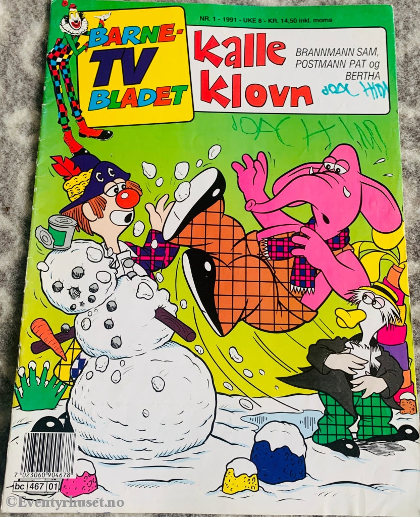 Barne-Tv Bladet. Kalle Klovn Mfl. 1991/01. Tegneserieblad