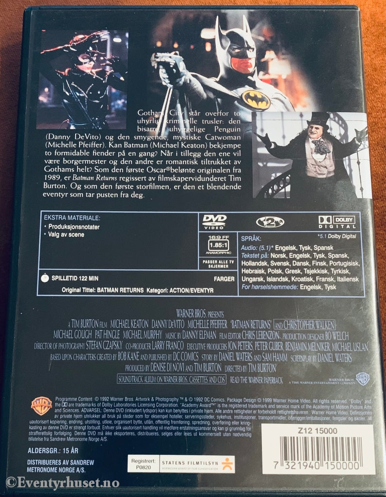 Batman Returns. 1992. Dvd. Dvd