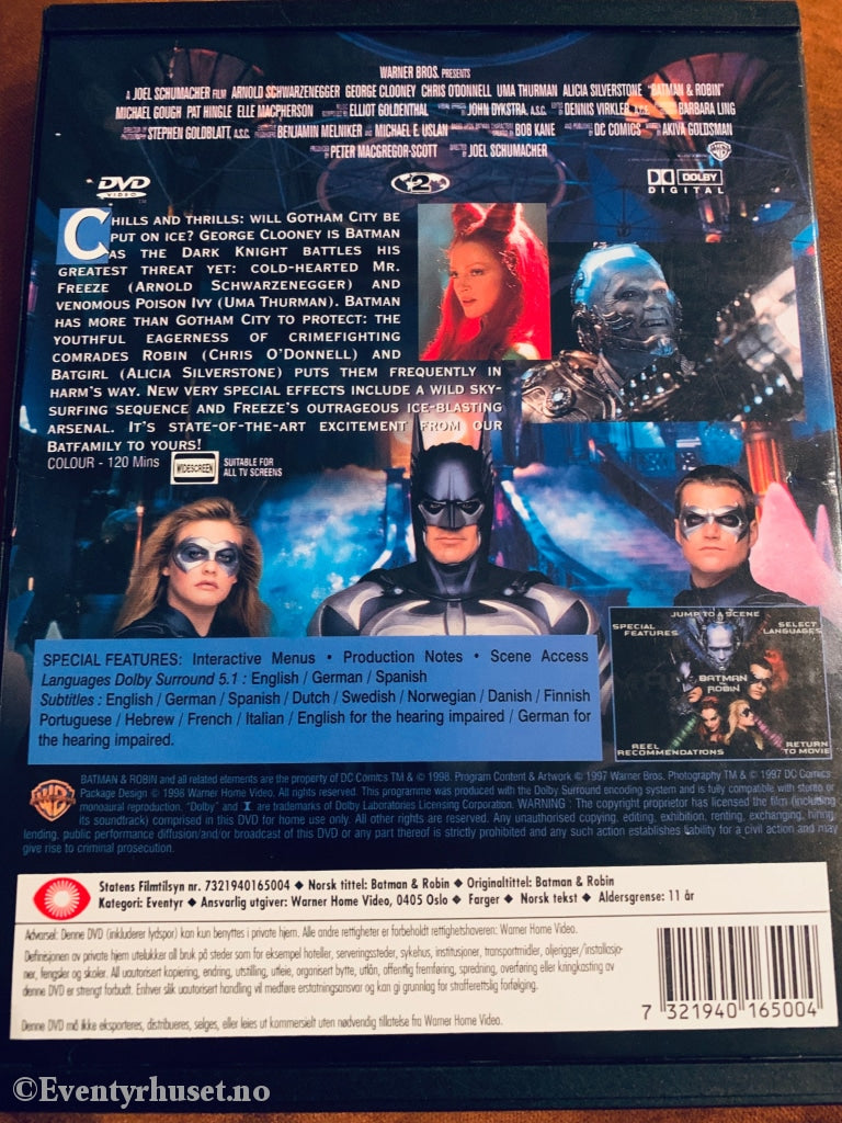 Batman & Robin. 1998. Dvd Snapcase.