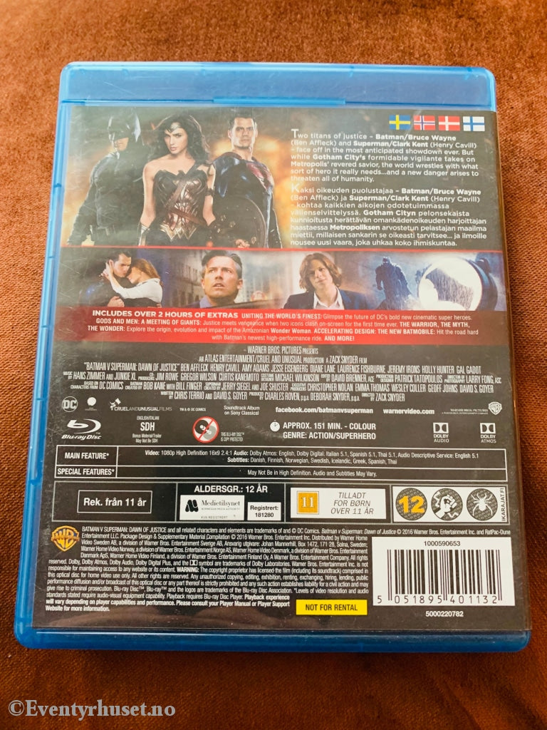 Batman V Superman - Dawn Of Justice. Blu-Ray. Blu-Ray Disc