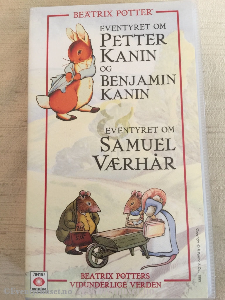 Beatrix Potter. 1993. Eventyret Om Petter Kanin Og Benjamin Kanin. / Samuel Værhår. Vhs. Vhs
