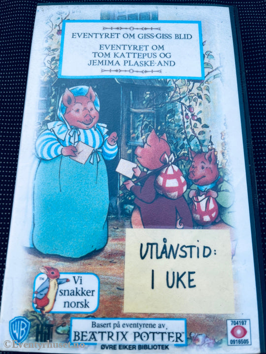 Beatrix Potter. 1994. Eventyret Om Giss-Giss Blid. / Fru Tinkel-Vinkel Og Jeremias Fisker. Vhs.