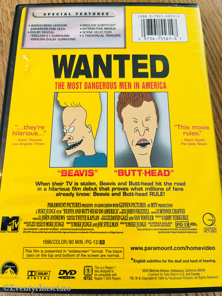 Beavis And Butt - Head Do America. 1996. Dvd. Dvd