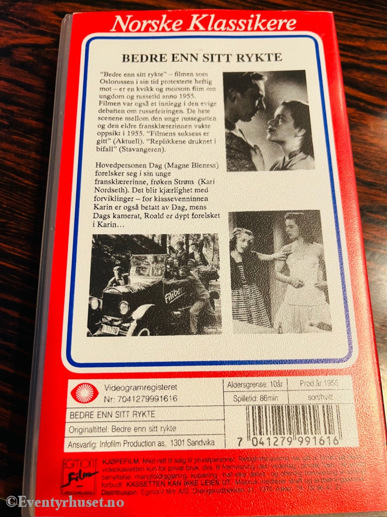 Bedre Enn Sitt Rykte (Norske Klassikere). 1955. Vhs. Vhs
