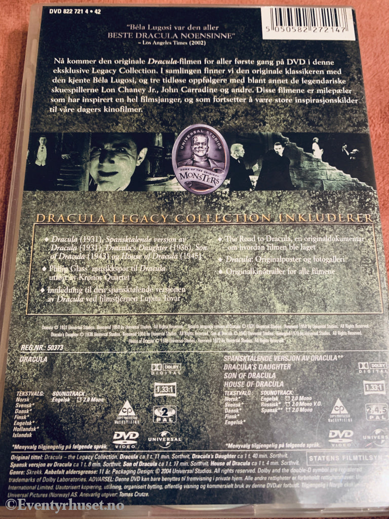 Béla Lugosi. Dracula (1931). DVD samleboks.