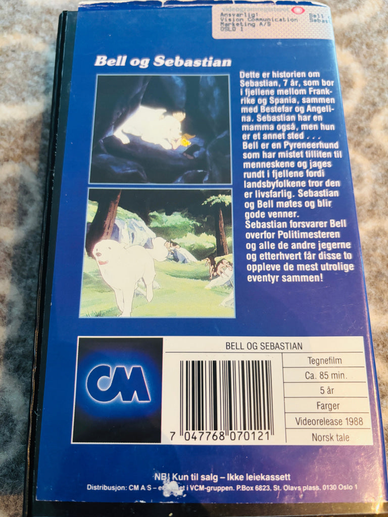 Bell og Sebastian. 1988. VHS. VHS