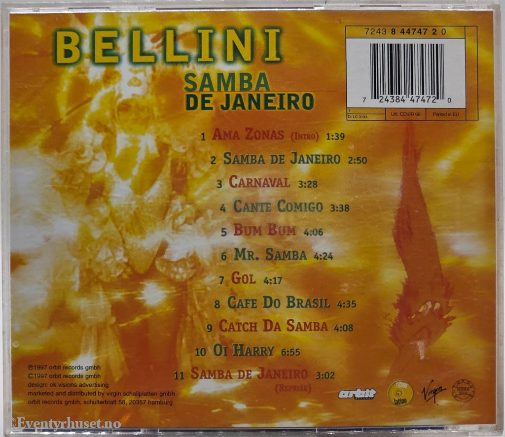 Bellini, 1997, Samba De Janeiro. Musikk-CD.
