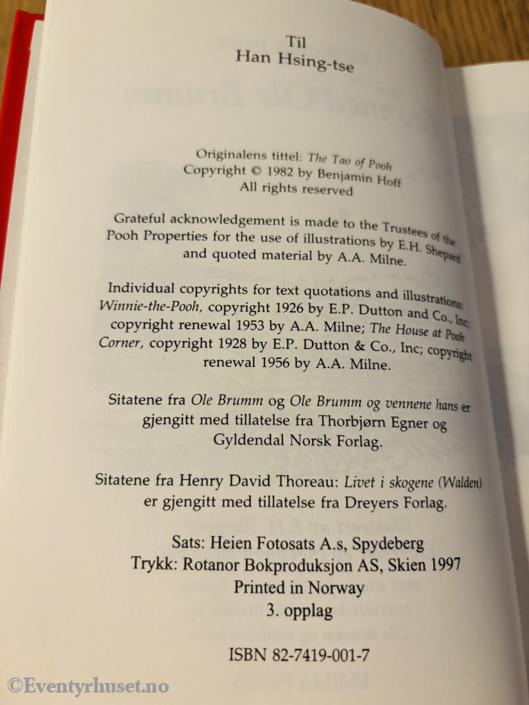 Benjamin Hoff - Tao med Ole Brumm. Barnebok.