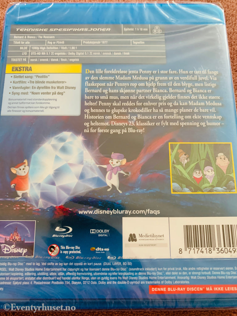 Bernard & Bianca. Blu-ray. Ny i plast!
