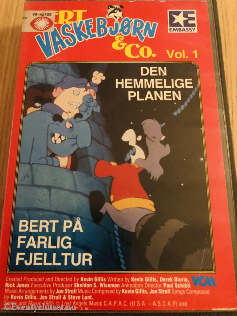 Bert Vaskebjørn & Co Vol. 1. 1985. Vhs Big Box.