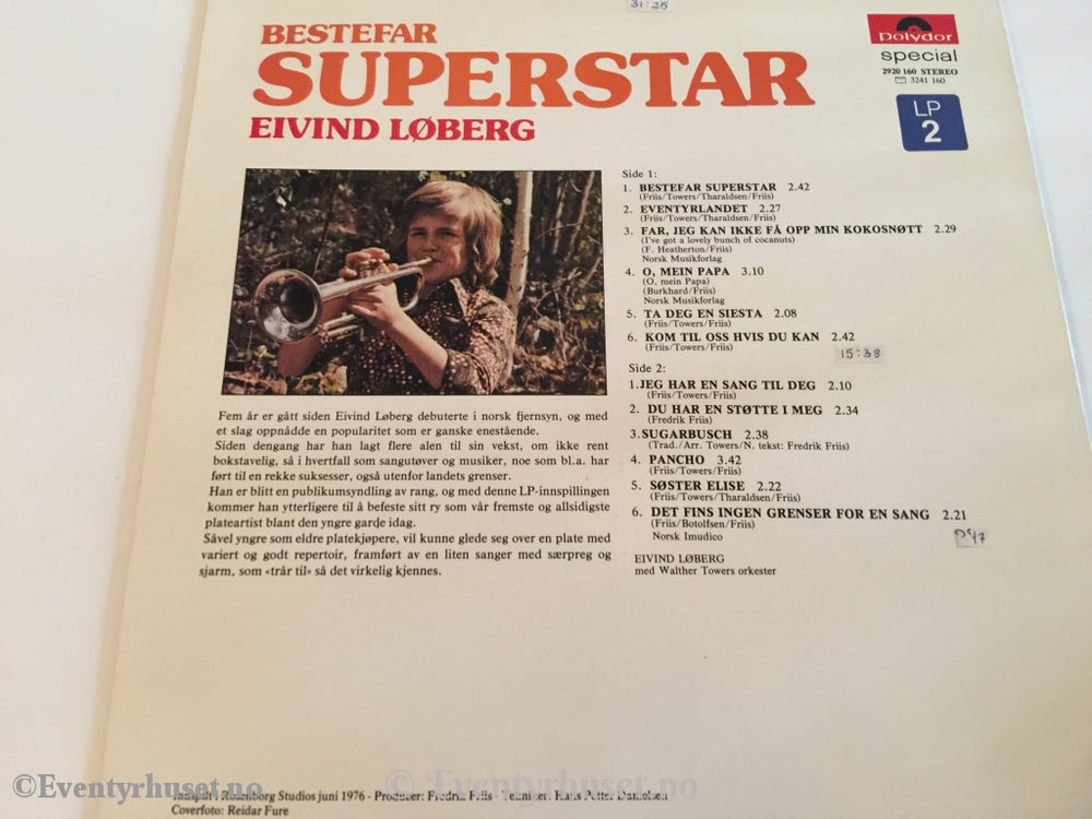 Bestefar Superstar. Eivind Løberg. 1976. Lp. Lp Plate