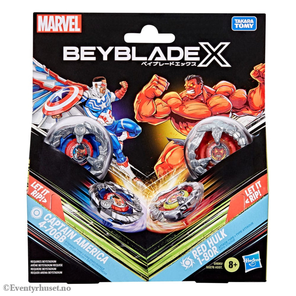 Beyblade X and Marvel Collab Captain America 4-70GB vs. Red Hulk 1-80R Toys