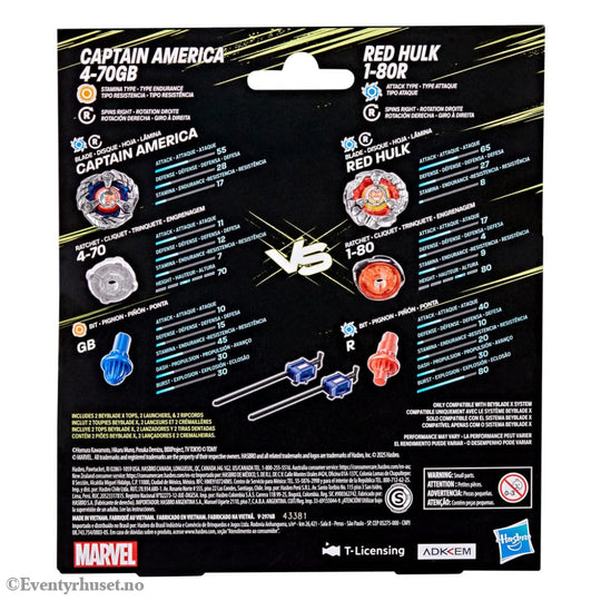Beyblade X and Marvel Collab Captain America 4-70GB vs. Red Hulk 1-80R Toys