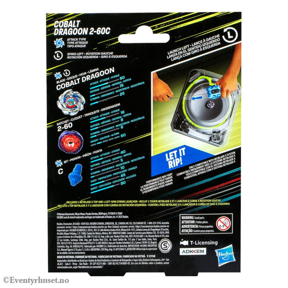 Beyblade X Cobalt Dragoon 2-60C Launcher Set Toys