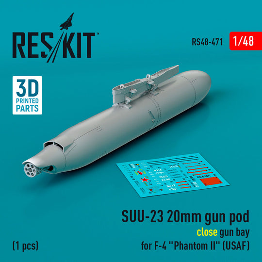 SUU-23 20mm gun pod (close gun bay) for F-4 Phantom II (USAF) (1 pcs) (3D Printed)