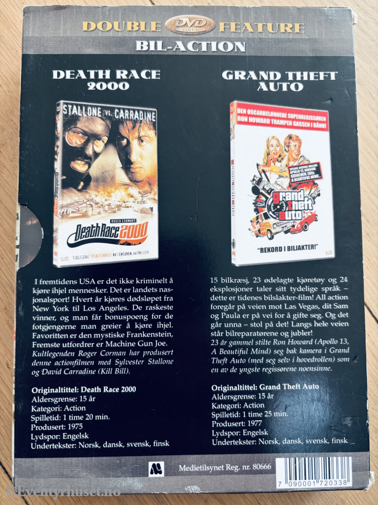 Bil-Action Double Feature: Grand Theft Auto & Death Race 2000, 1977. DVD samleboks.