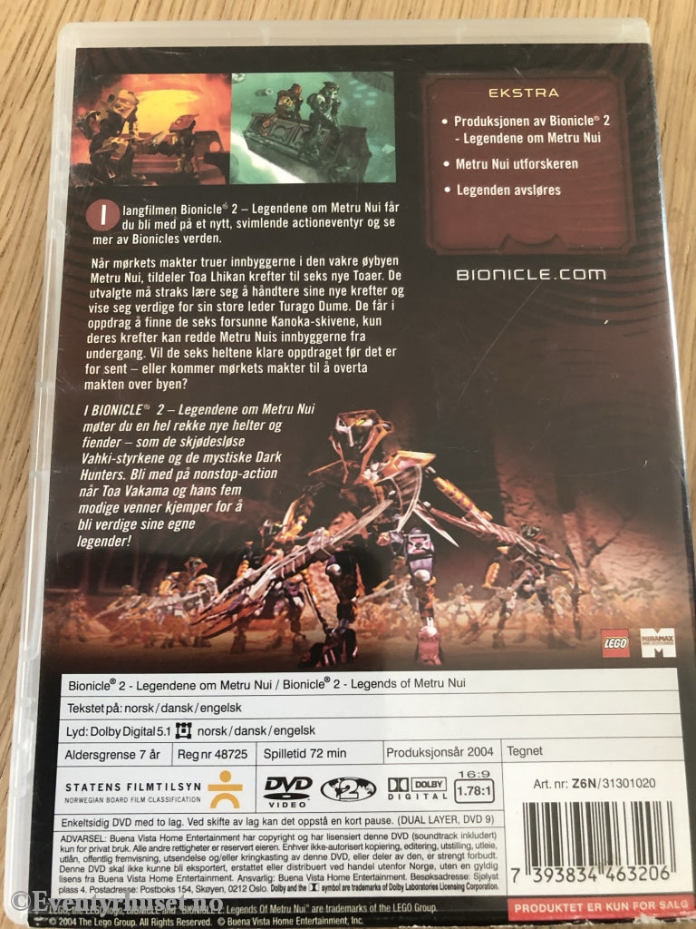 Bionicle 2. Legenden Om Metru Nui 2004. Dvd. Dvd