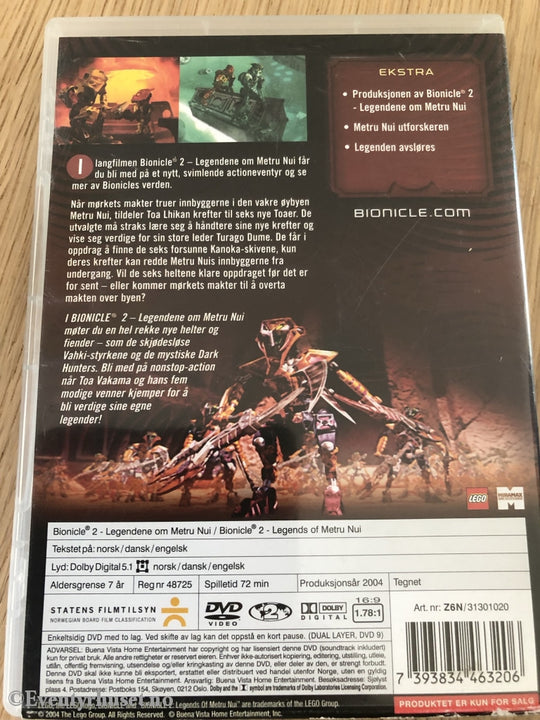 Bionicle 2. Legenden Om Metru Nui 2004. Dvd. Dvd