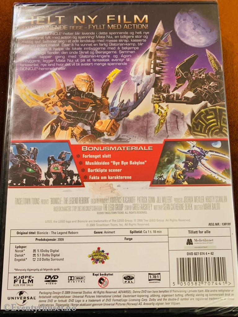 Bionicle - Legenden Gjenoppstår. Dvd. Ny I Plast! Dvd