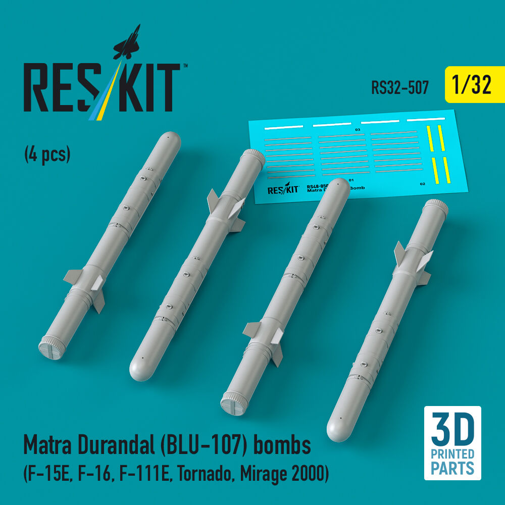 Matra Durandal (BLU-107) bombs (4 pcs) (F-15E, F-16, F-111E, Tornado, Mirage 2000) (3D Printed)
