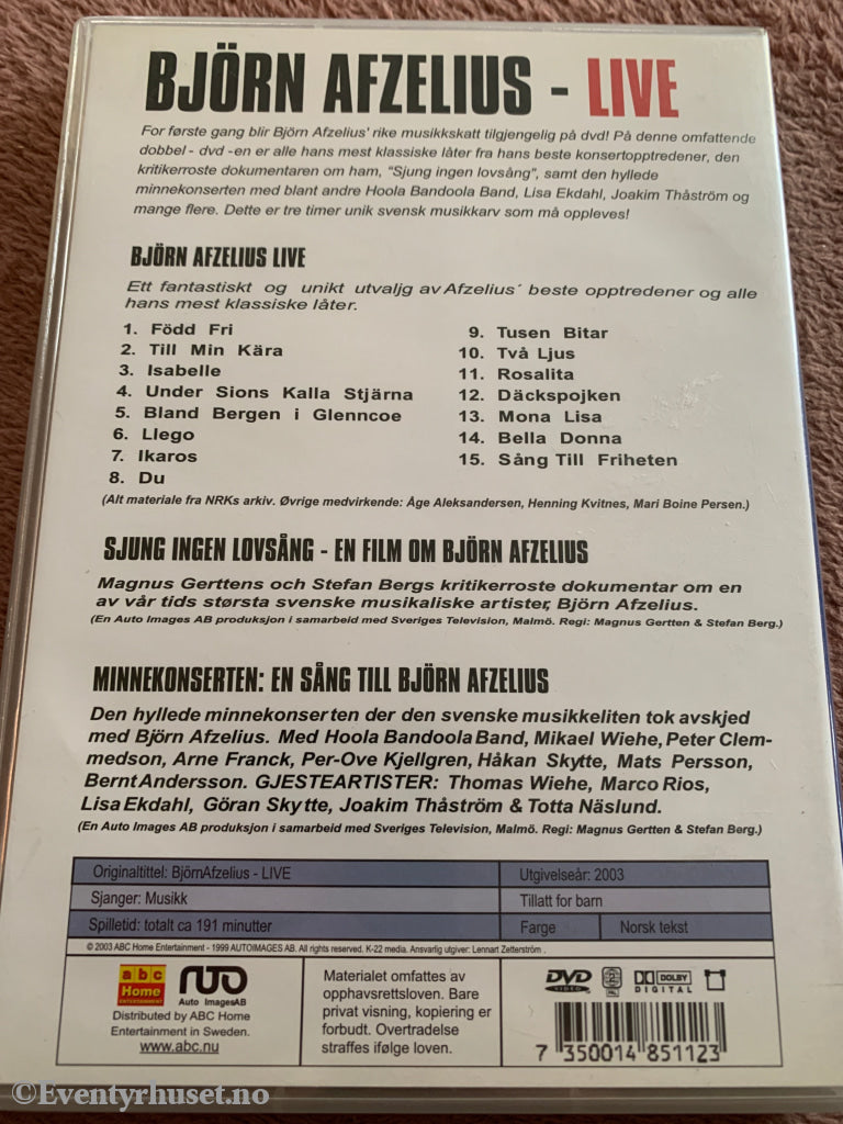 Björn Afzelius – Live (1995). DVD.