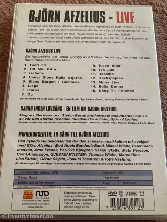 Björn Afzelius – Live (1995). DVD.