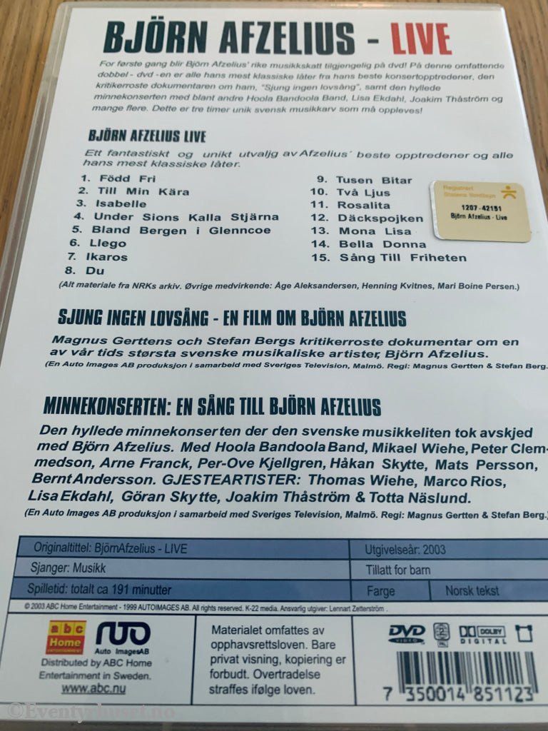 Björn Afzelius: Live (2004) . DVD