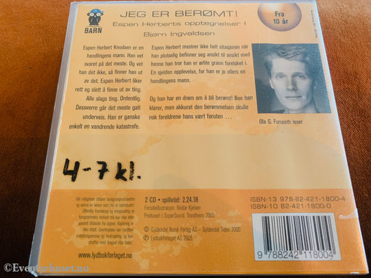 Bjørn Ingvaldsen. Espen Herberts opptegnelser I: Jeg er berømt!. 2004. Lydbok på CD.