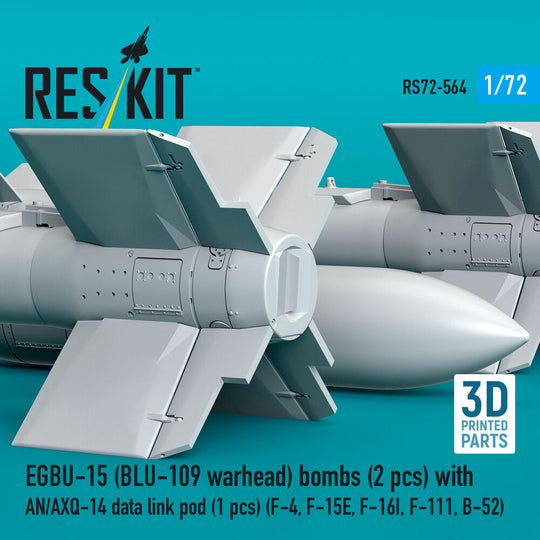 EGBU-15 (BLU-109 warhead) bombs (2 pcs) with AN/AXQ-14 data link pod (1 pcs) (F-4, F-15E, F-16I, F-111, B-52) (3D Printed)