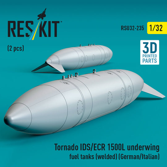 Tornado IDS/ECR 1500L underwing fuel tanks (welded) (German AF / Italian AF) (2 pcs) (3D Printed)