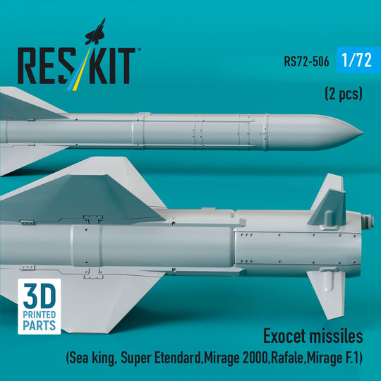 Exocet missiles (2 pcs) (Sea King, Super Etendard, Mirage 2000, Rafale, Mirage F.1) (3D Printed)