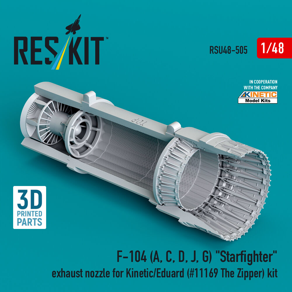 F-104 (A, C, D, J, G) Starfighter exhaust nozzle for Kinetic/Eduard (#11169 The Zipper) kit (3D Printed)