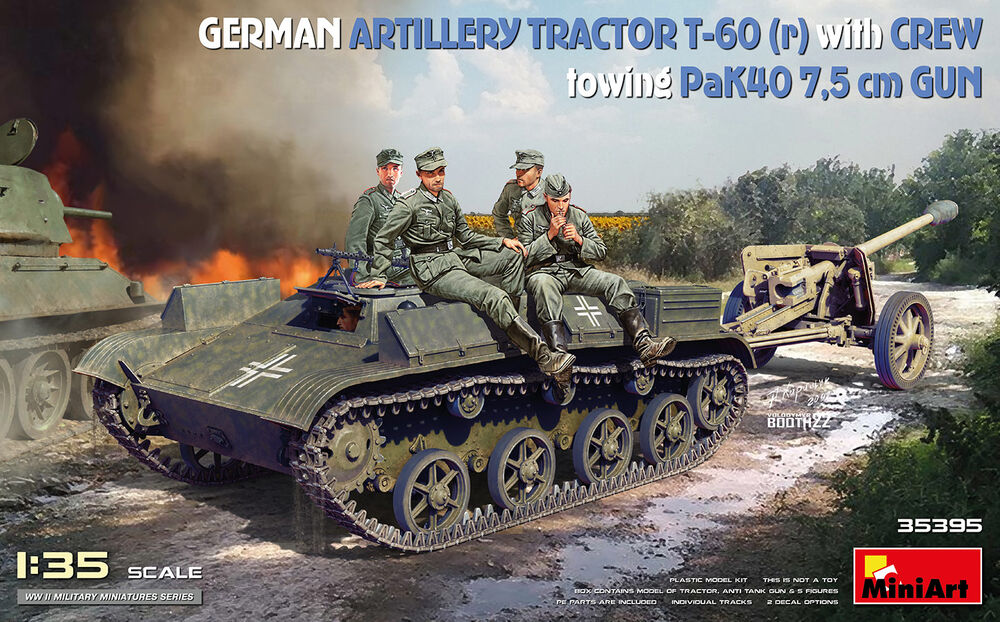 German Artillery Tractor T-60 (r) w/PaK40 Gun & Crew