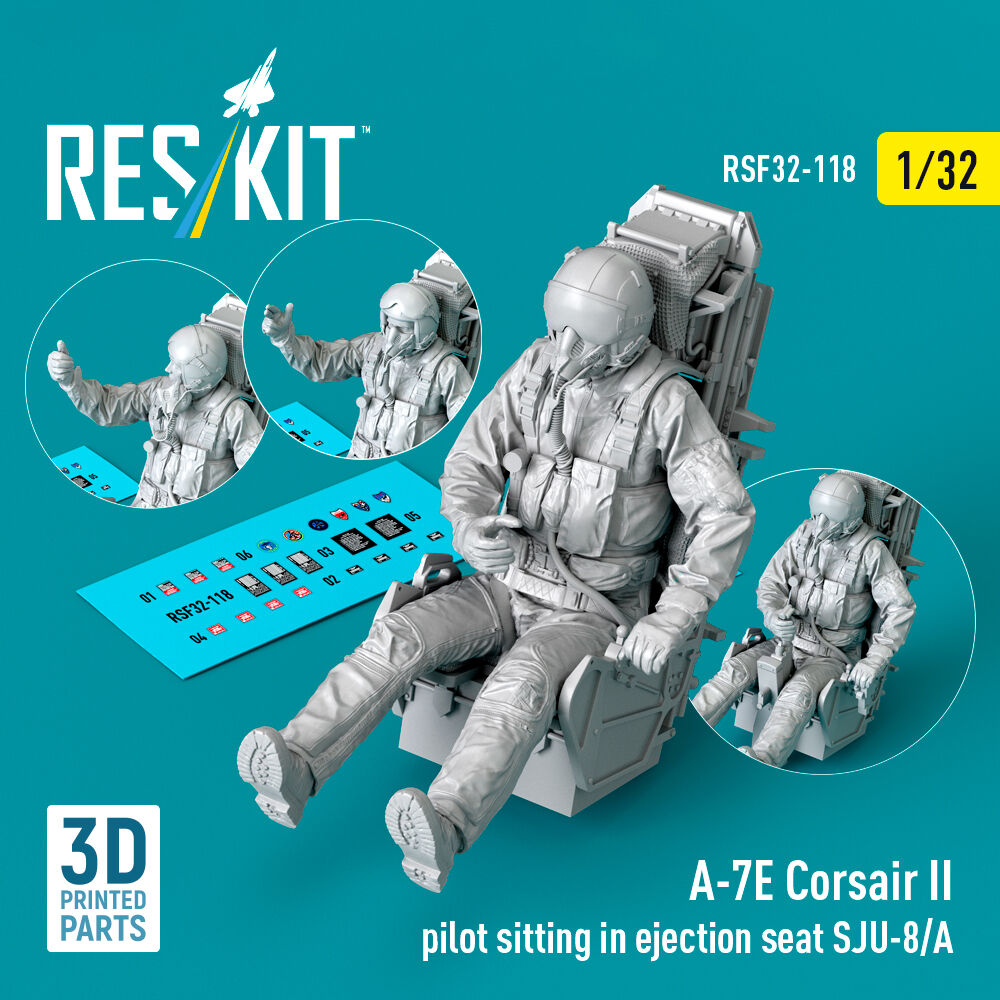 A-7E Corsair II pilot sitting in ejection seat SJU-8/A (3D Printed)